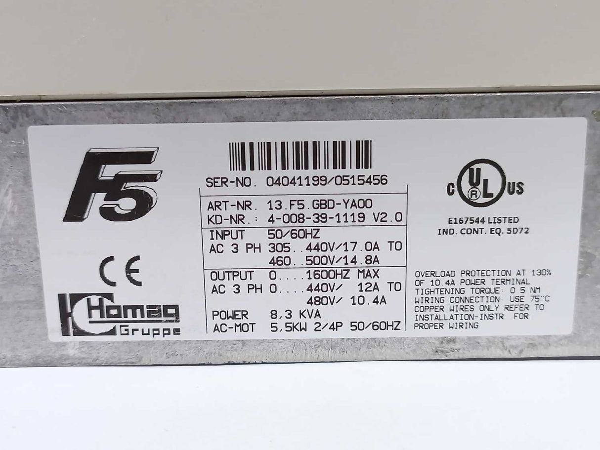 KEB / Homag 13.F5.GBD-YA00 + 00.F5.060-100 Drive Controller