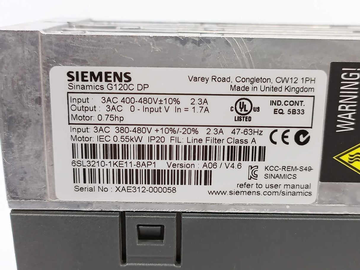 Siemens 6SL3210-1KE11-8AP1 SINAMICS G120C DP