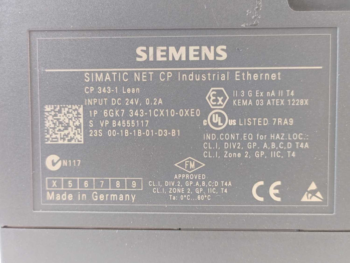 Siemens 6GK7343-1CX10-0XE0 Communications Processor CP 343-1