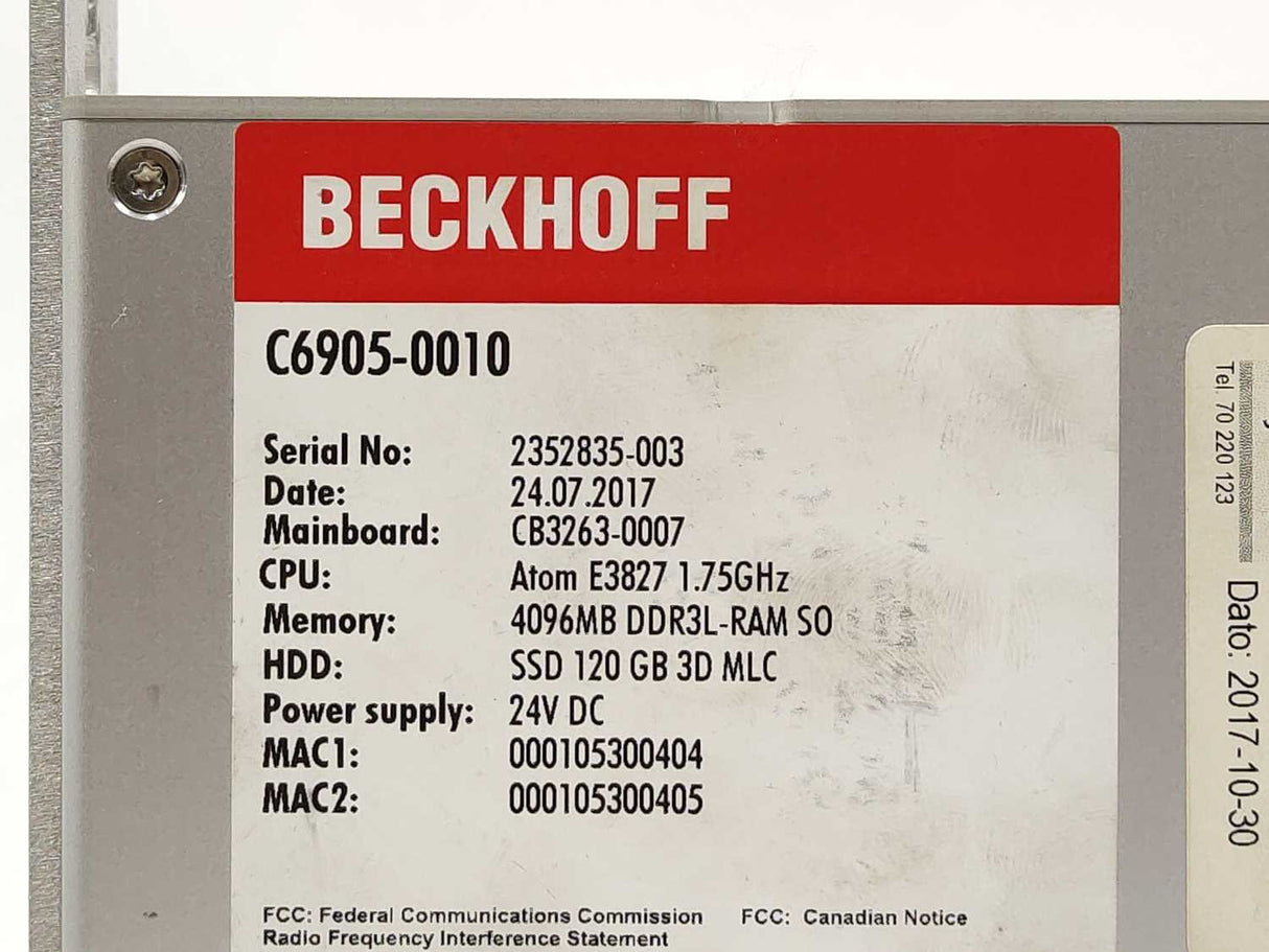 Beckhoff C6905-0010 Economy control cabinet Industrial PC