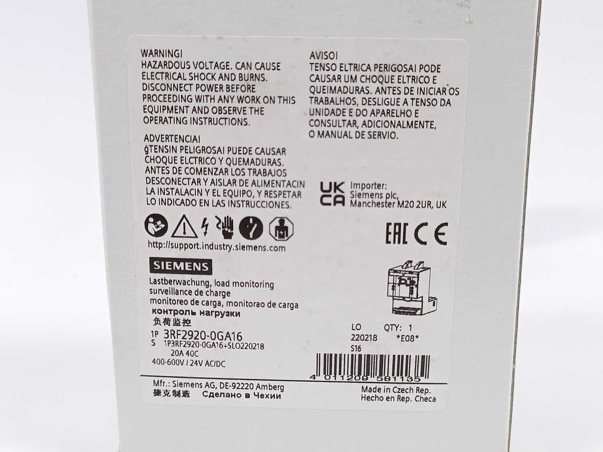 Siemens 3RF2920-0GA16 SIRIUS Extended Load Monitoring