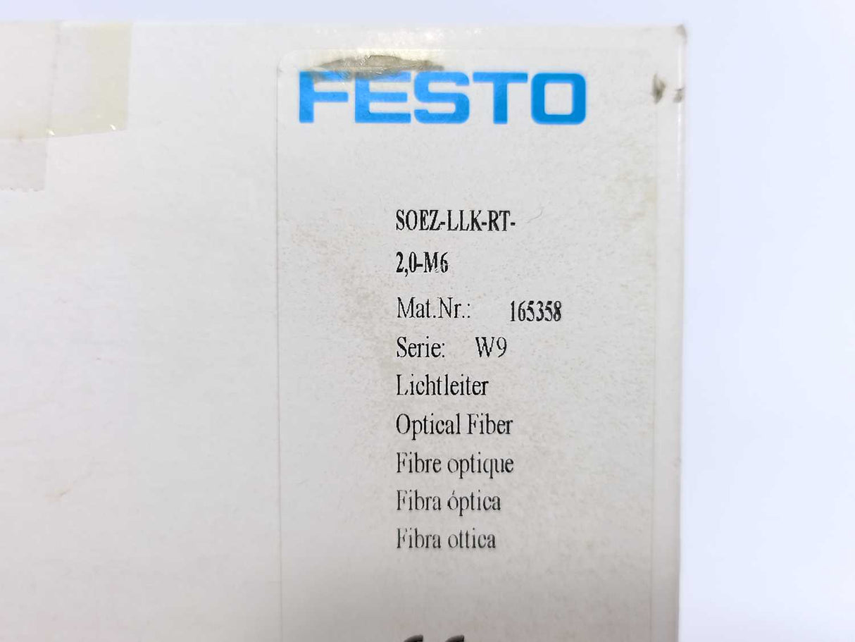 Festo 165358 SOEZ-LLK-RT-2,0-M6 Fibre Optics Diffuse Reflection Sensor