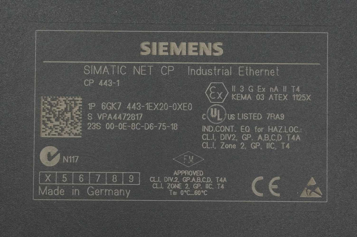Siemens 6GK7 443-1EX20-0XE0 SIMATIC NET CP 443-1 Industrial Ethernet