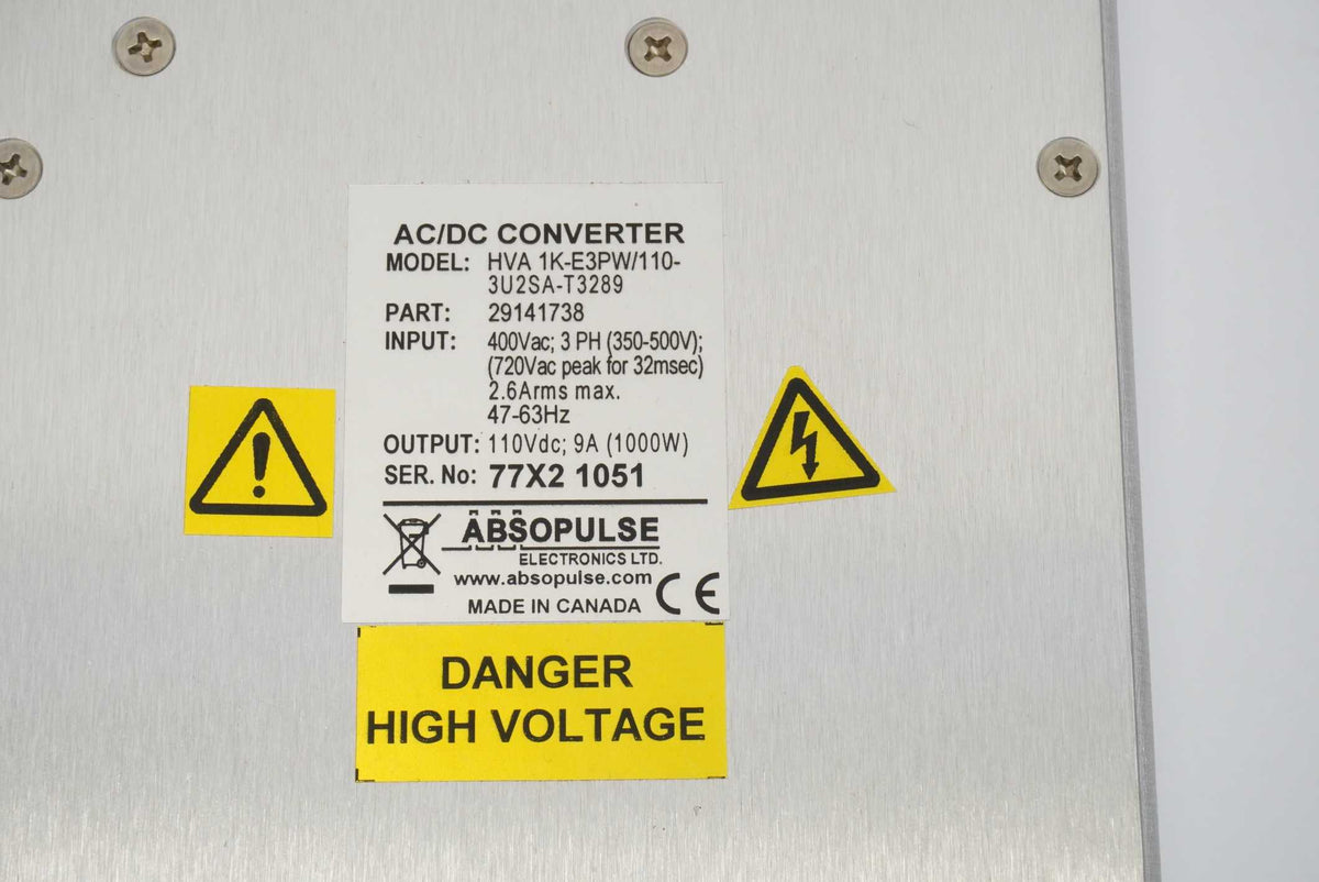 Absopulse Electronics 29141738 AC/DC Converter HVA 1K-E3PW/110-3U2SA-T3289