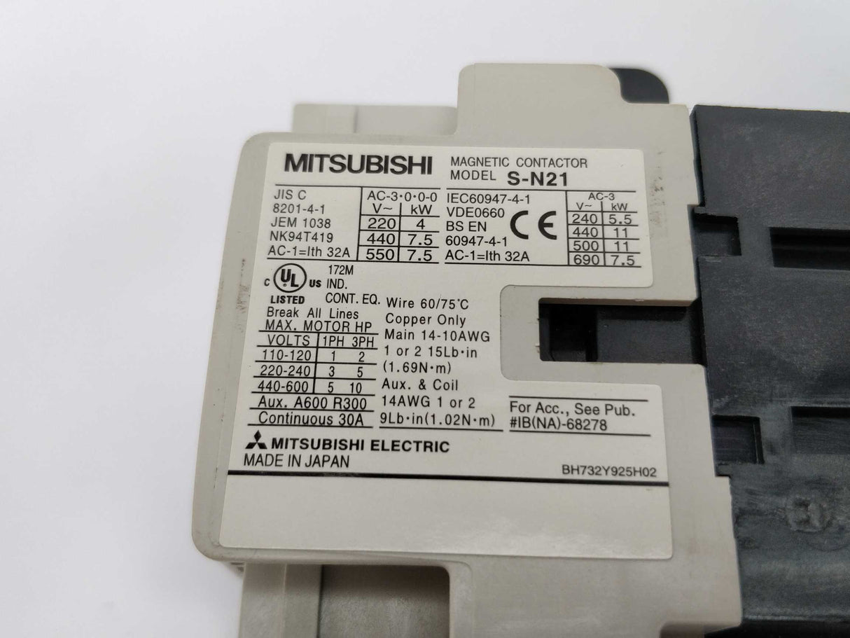 Mitsubishi S-N21 Coil 400V AC, Magnetic Switch MSO-N