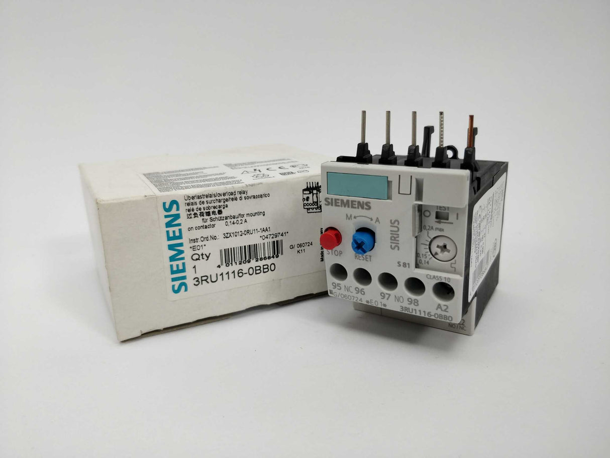 Siemens 3RU1116-0BB0 Overload relay 0.14-0.2A