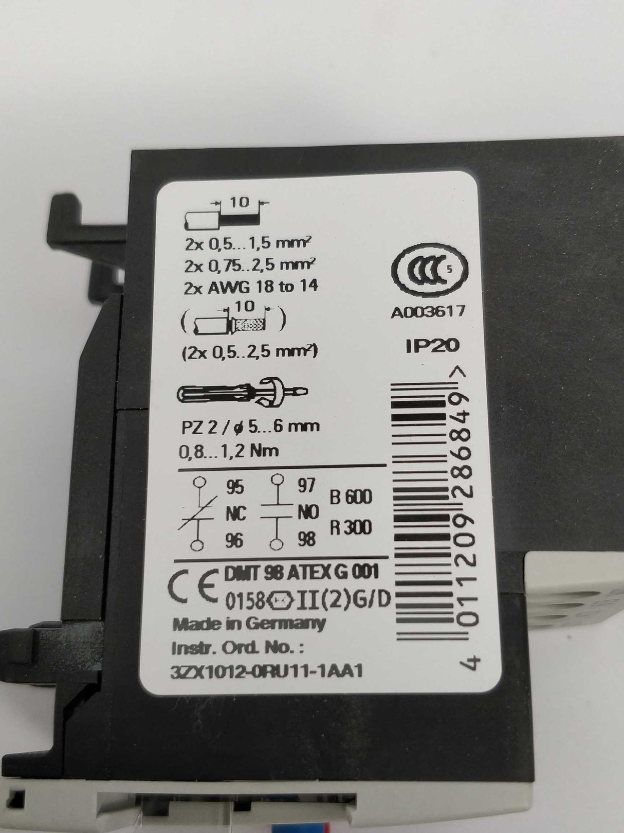 Siemens 3RU1116-0BB0 Overload relay 0.14-0.2A