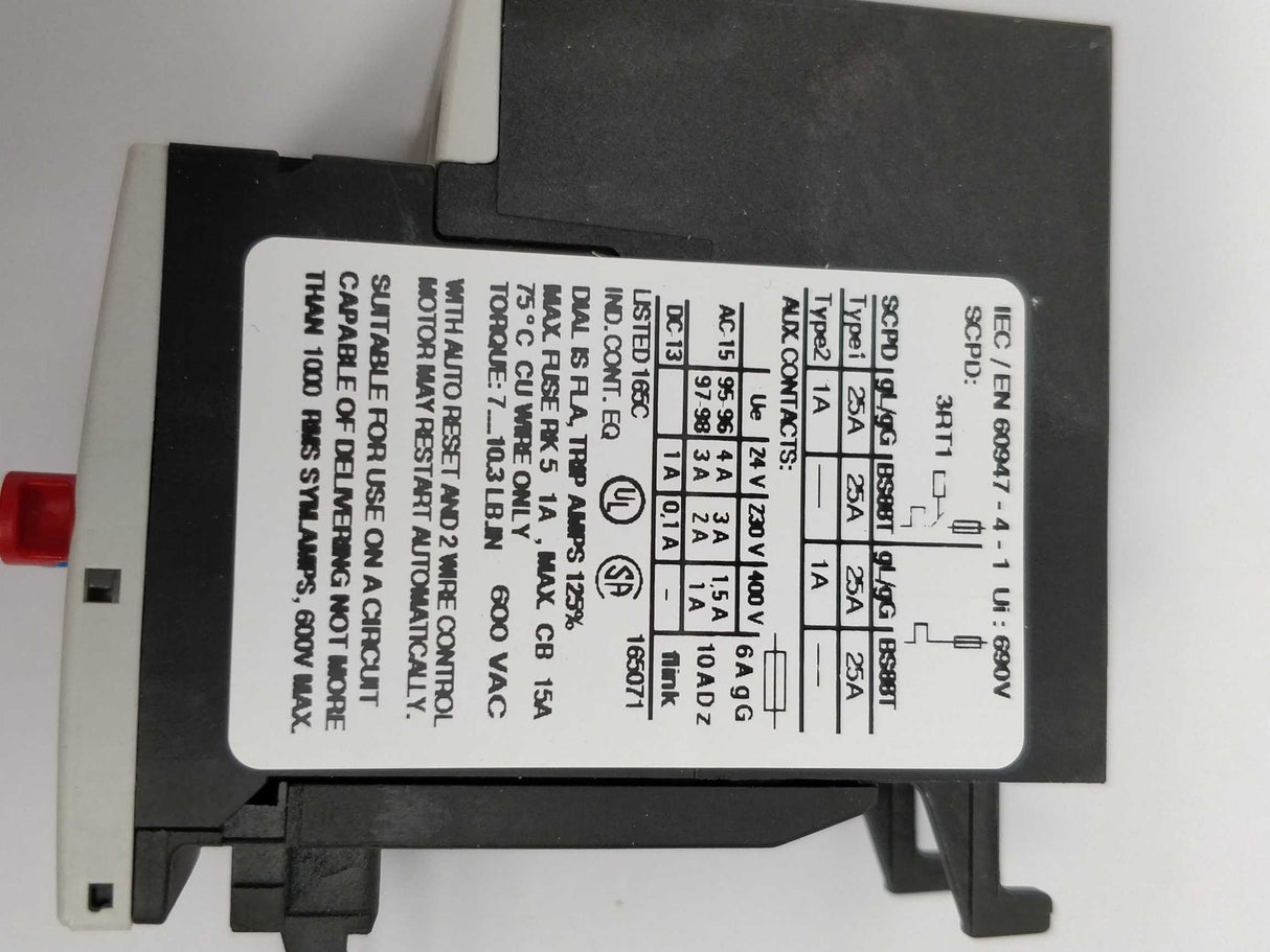 Siemens 3RU1116-0BB0 Overload relay 0.14-0.2A