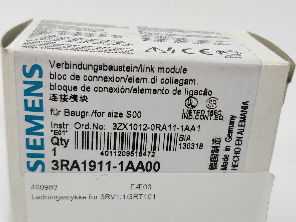 Siemens 3RA1911-1AA00 Connection modules