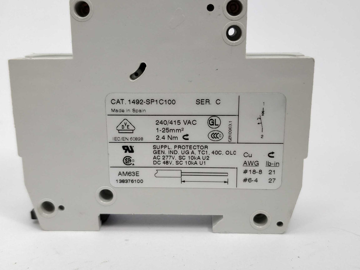 ALLEN-BRADLEY 1492-SP1C100 1492-SP C10 10A SER. C