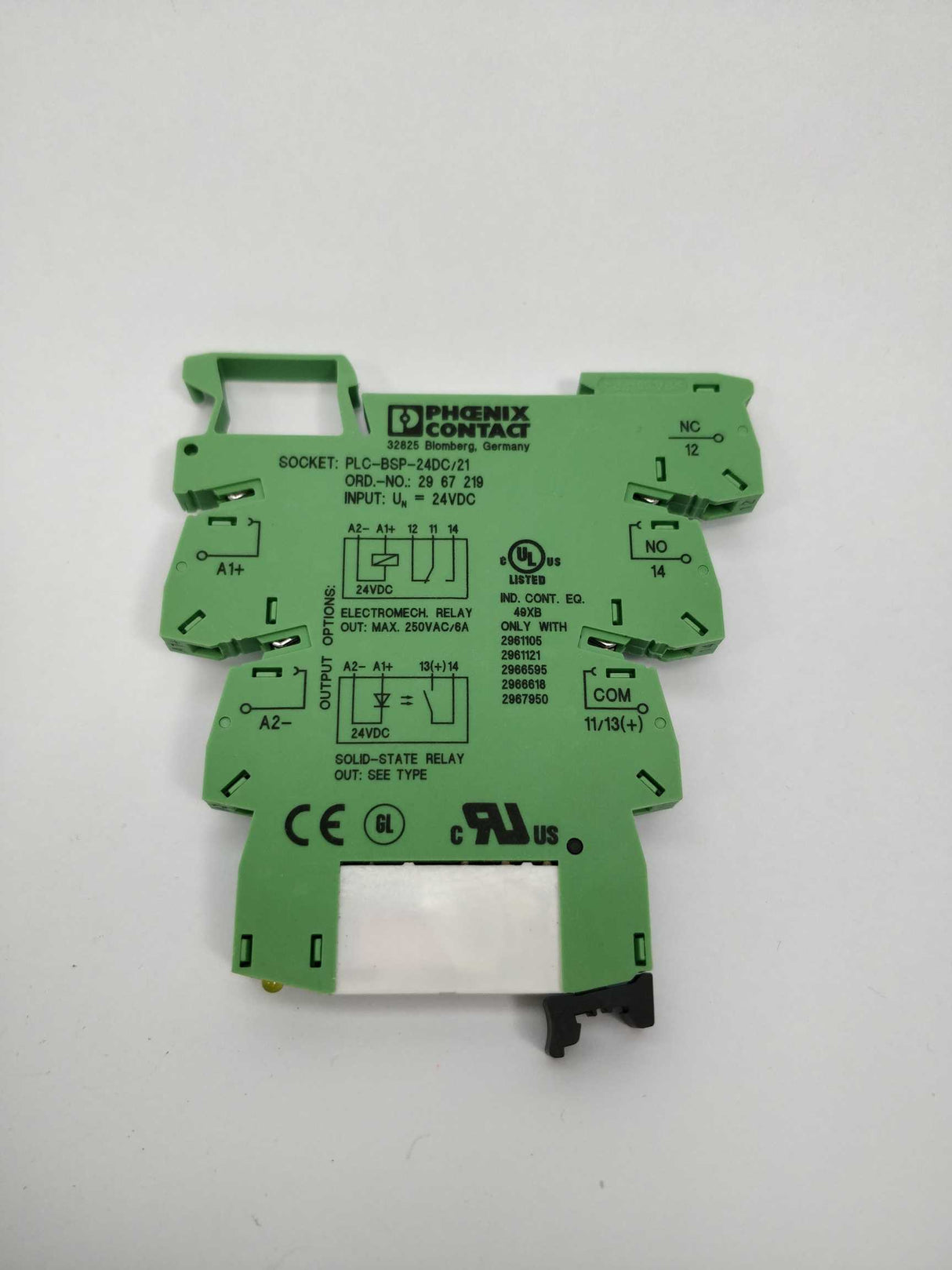 Phoenix Contact 2967219 PLC-BSP- 24DC/21 with 2961121 REL-MR- 24DC/21AU 2Pcs