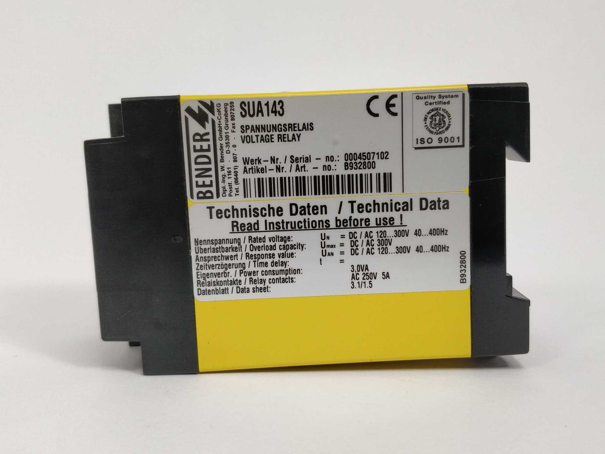 Bender B932800 SUA143 Voltage relay 250V 5A
