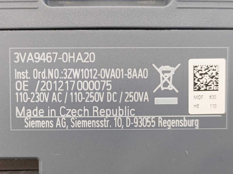 Siemens 3VA9467-0HA20 MO320 Motor Operator