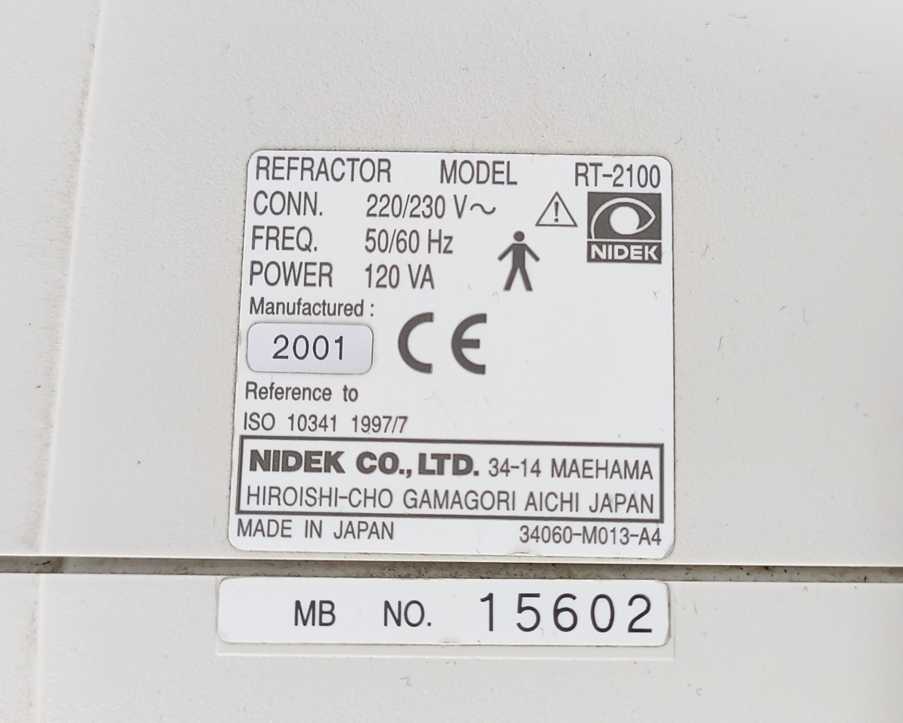 Nidek RT-2100 Ophtalmic Set Refractor