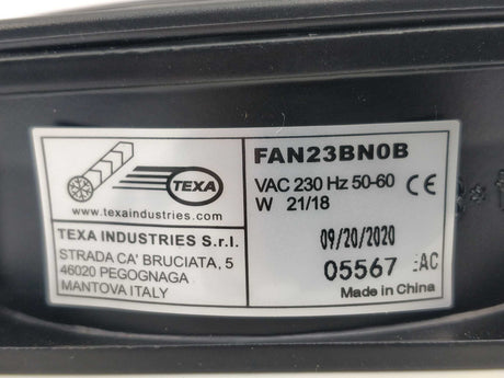 Texa Industries FAN23BN0B Ventilation unit - VAC 230 - Hz 50-60