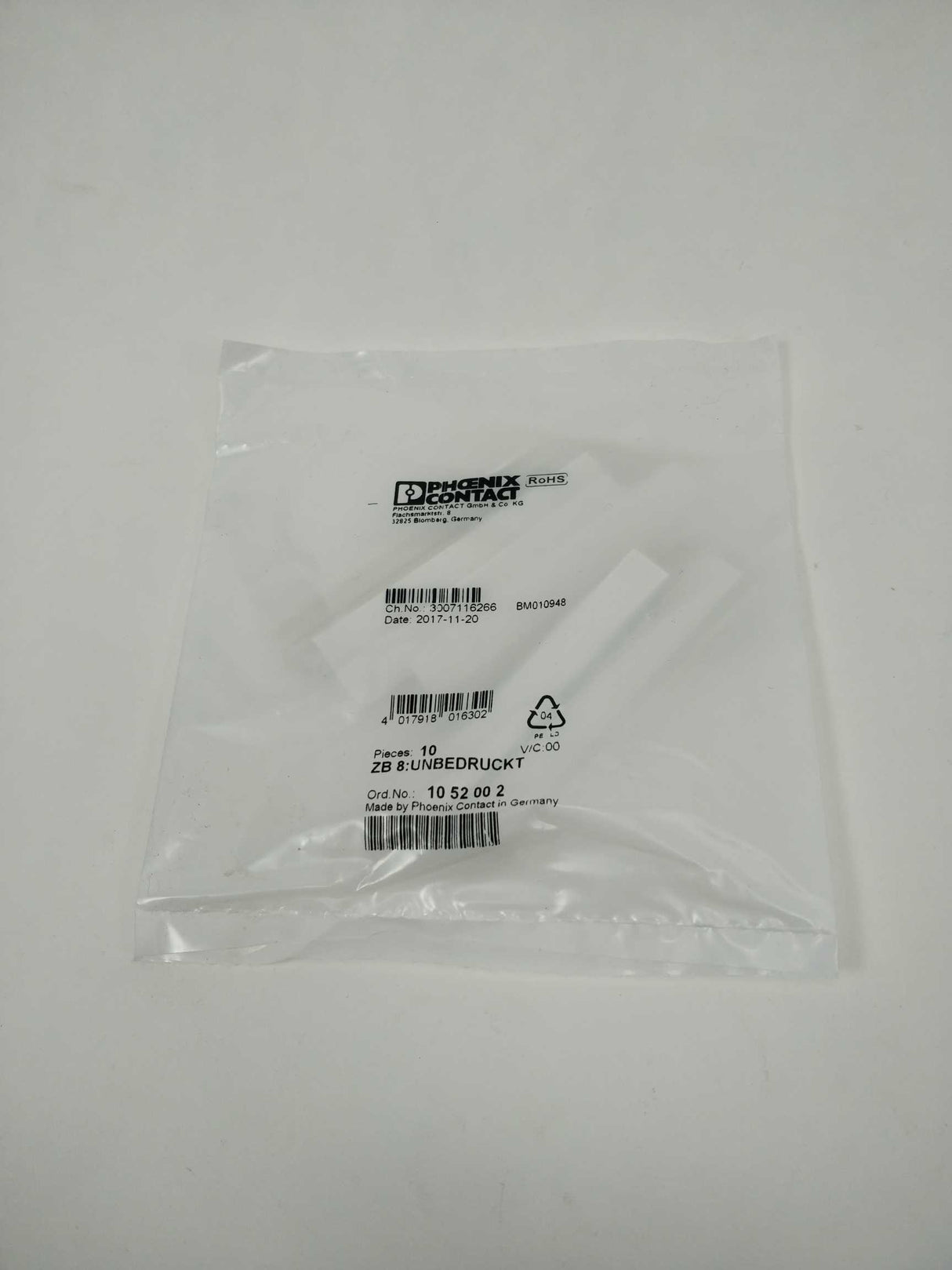 Phoenix Contact 1052002 ZB 8:UNBEDRUCKT 10 Pcs.