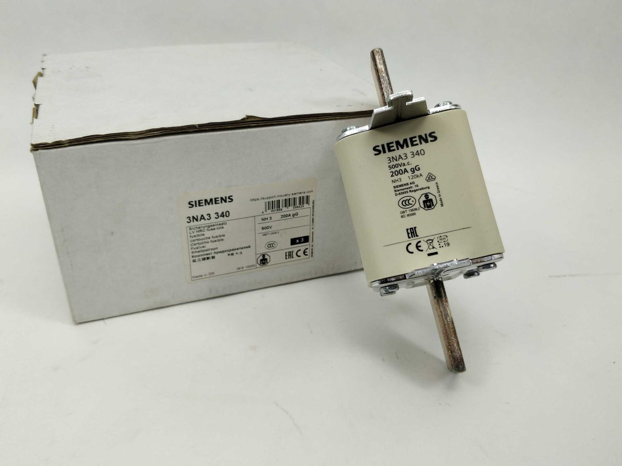 Siemens 3NA3 340 LV HRC Fuse-link/element. 200A 3Pcs.