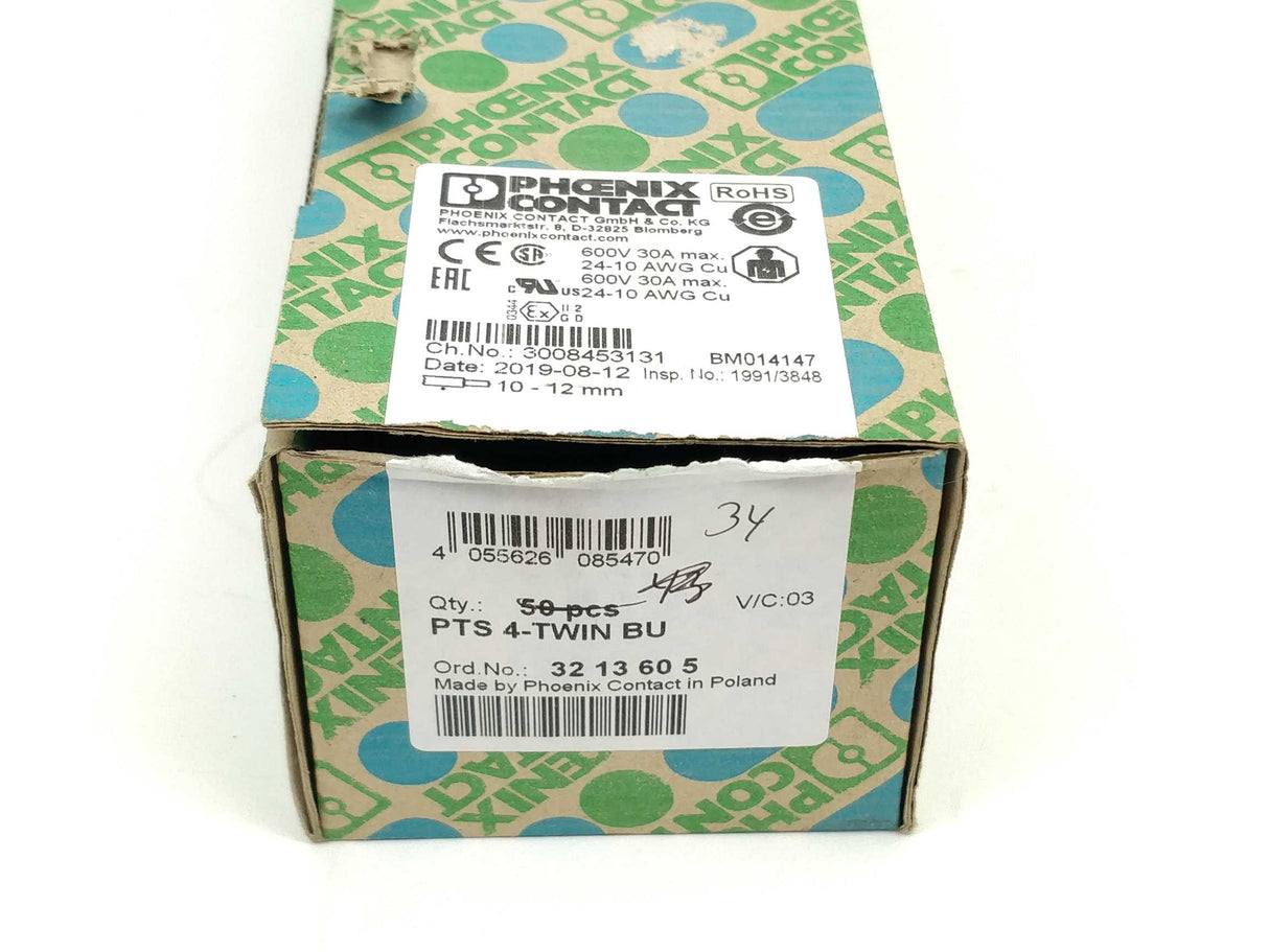 Phoenix Contact 3213605 PTS 4-TWIN BU 34 Pcs.