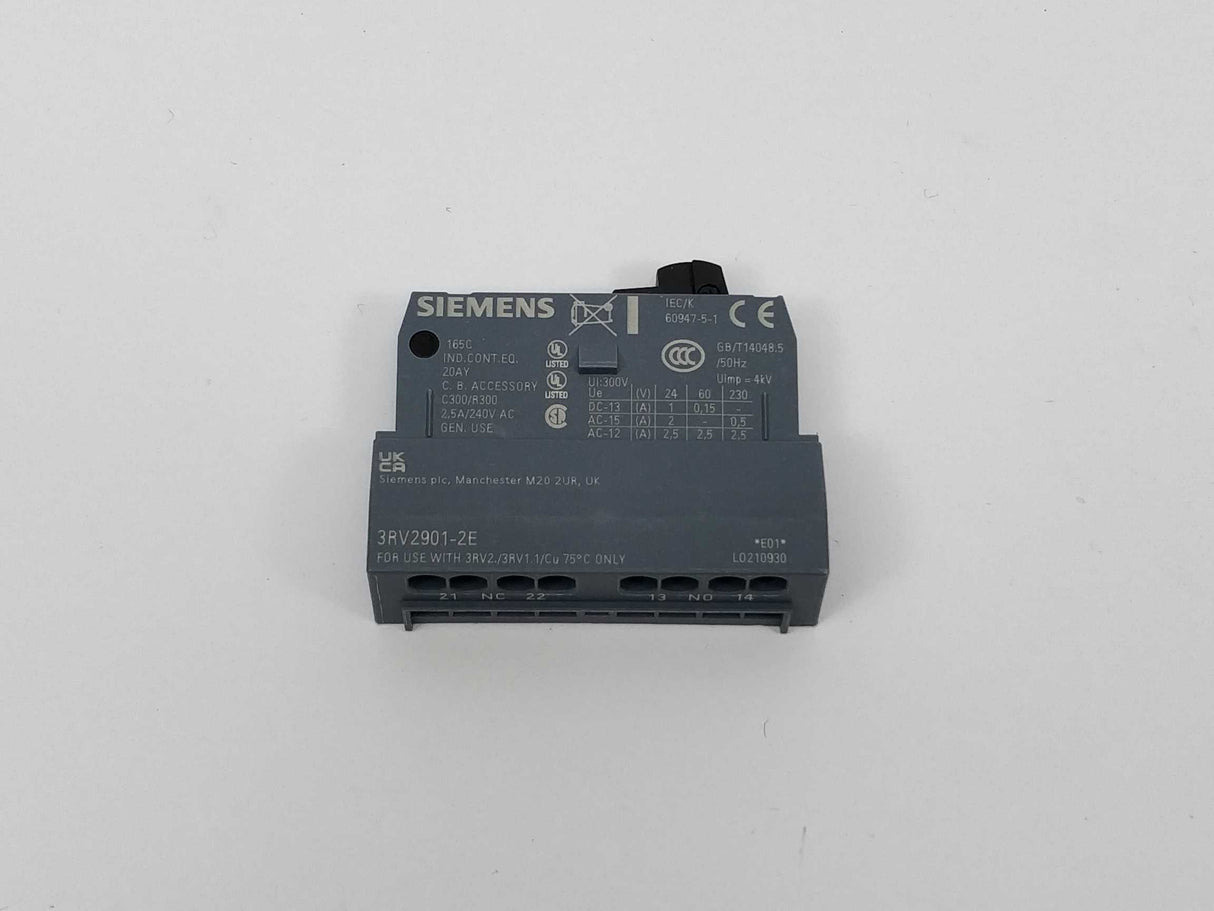 Siemens 3RV2901-2E Auxiliary switch transverse 1 NO+1 NC