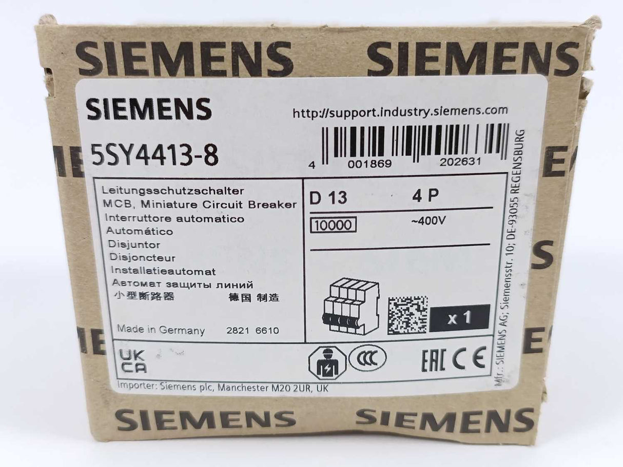 Siemens 5SY4413-8 MCB, D13, 400V
