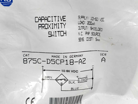 AB 875C-D5CP18-A2 Ser. A Capacitive proximity switch
