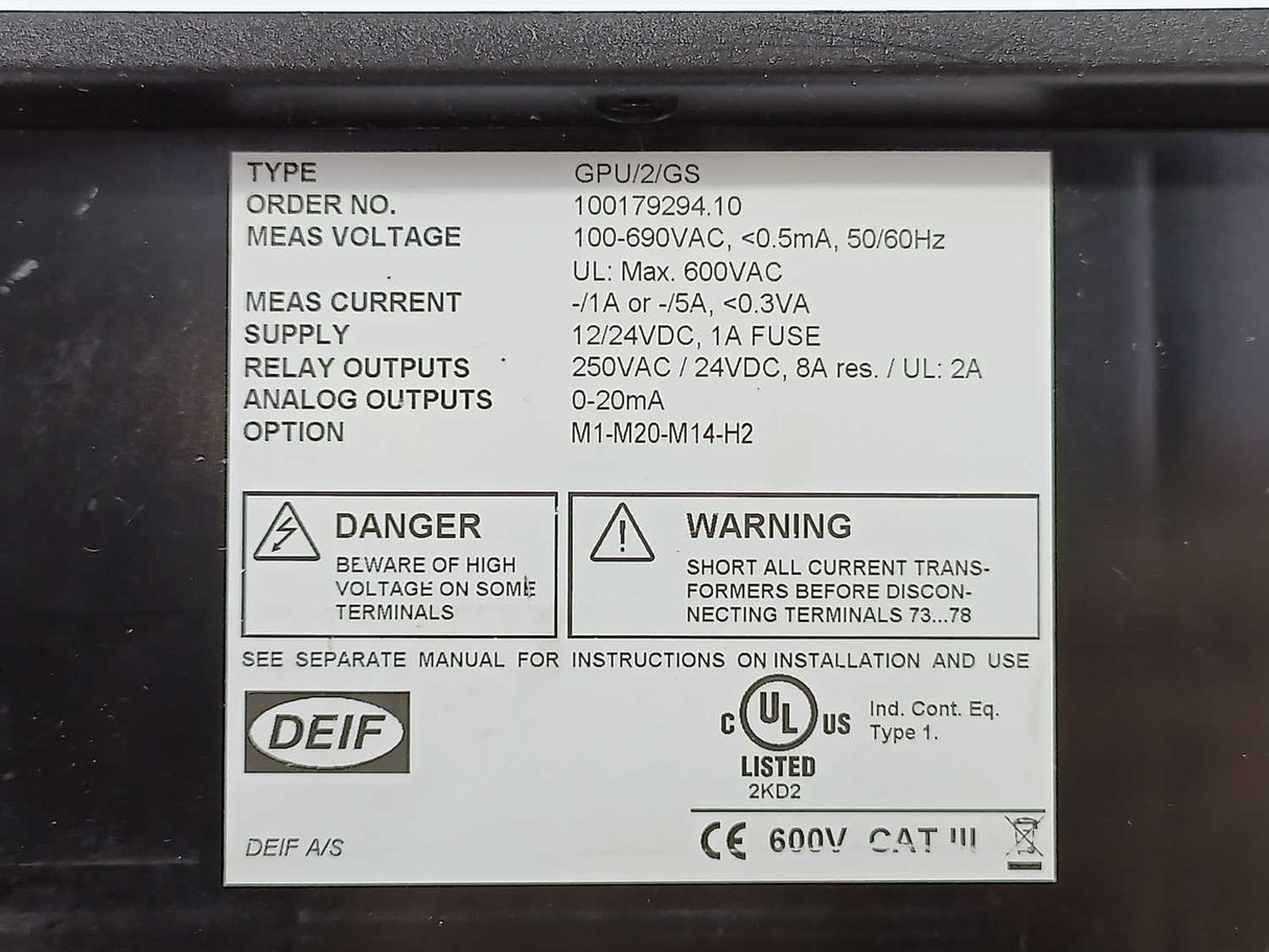 Deif GPU/2/GS 100179294.10 GPU 600V Cat.III