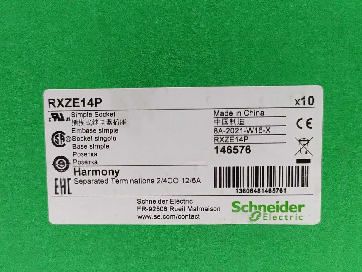 Schneider Electric RXZE14P HARMONY Simple Socket Batch 10pcs.