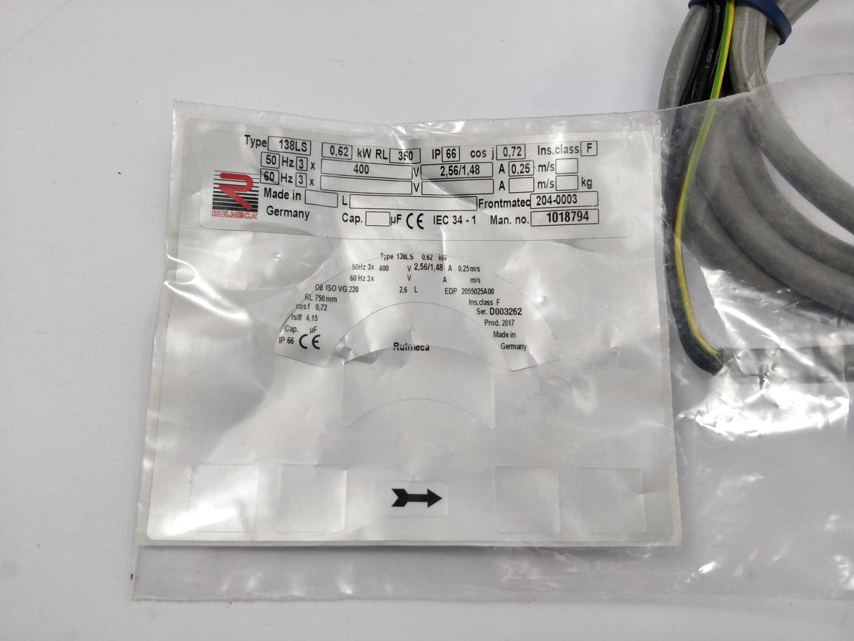 Rulmeca 138LS Drum Motor 3 Phase - 0.62 kW - 0.25 m/s - RL 350 mm