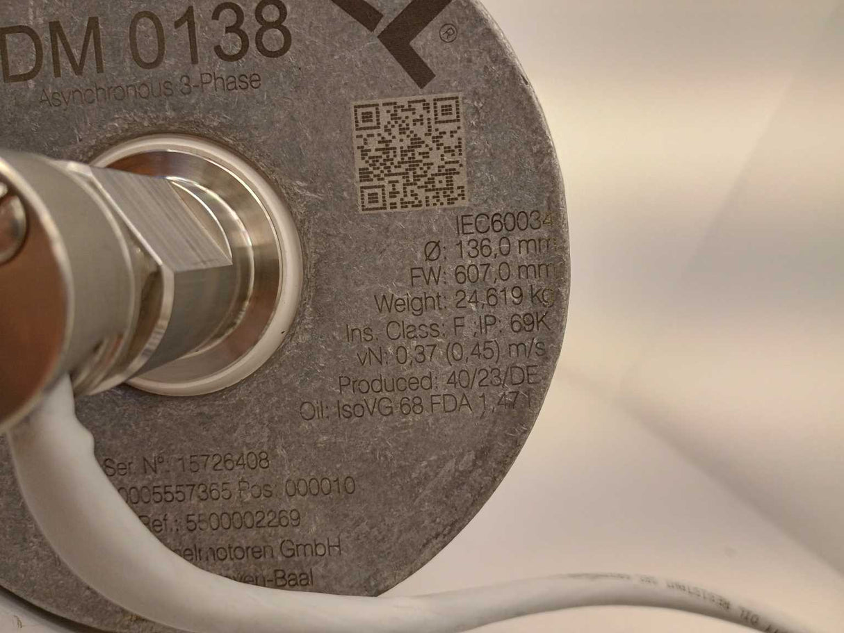 Interroll DM 0138 Asynchronous 3-Phase - i27,00 - 370W - Ø 136,0mm FW 607,0mm