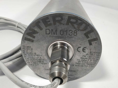 Interroll DM 0138 Drum Motor - 1.389(1.714)rpm - 370W - Ø 136,0mm FW 1.007,0mm