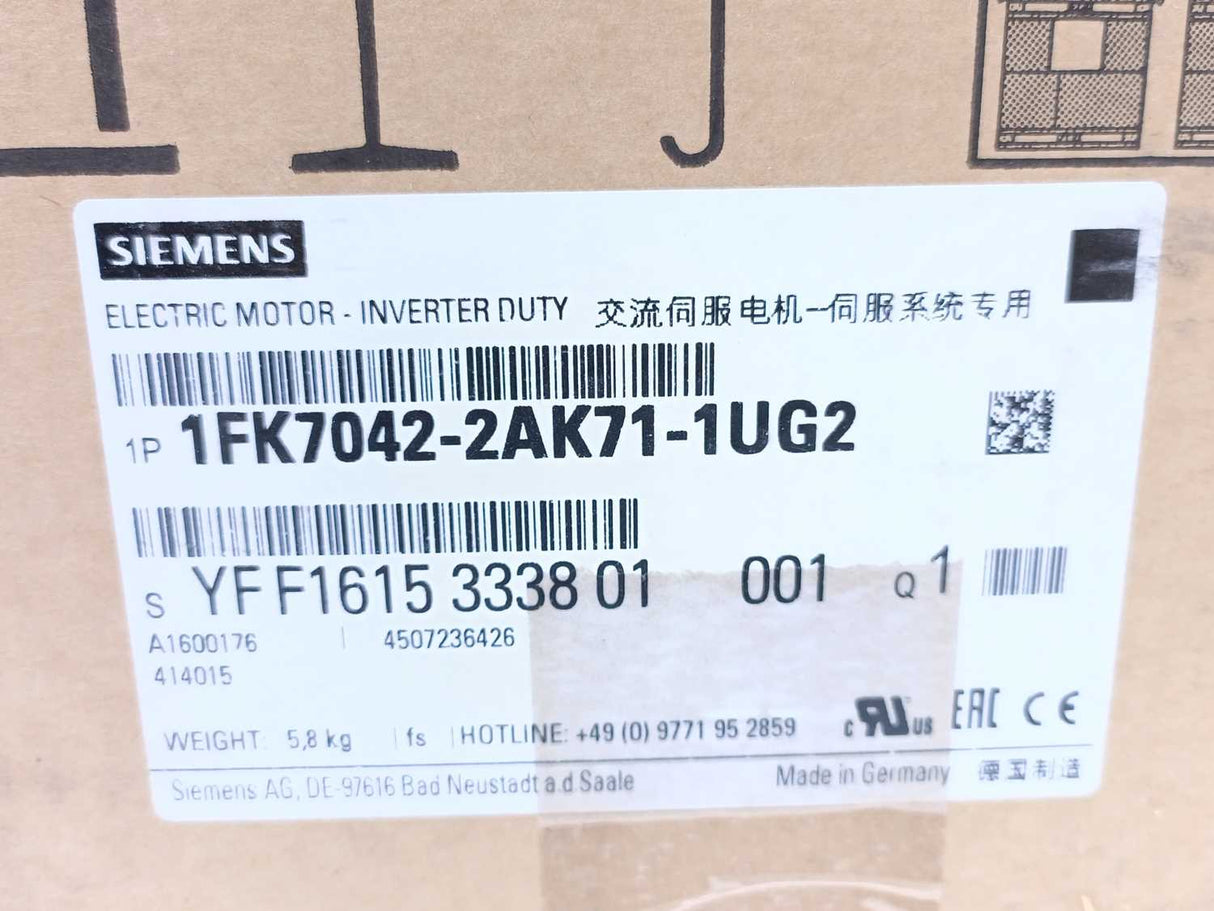 Siemens 1FK7042-2AK71-1UG2 SIMOTICS S Synchronous 3-Phase Motor