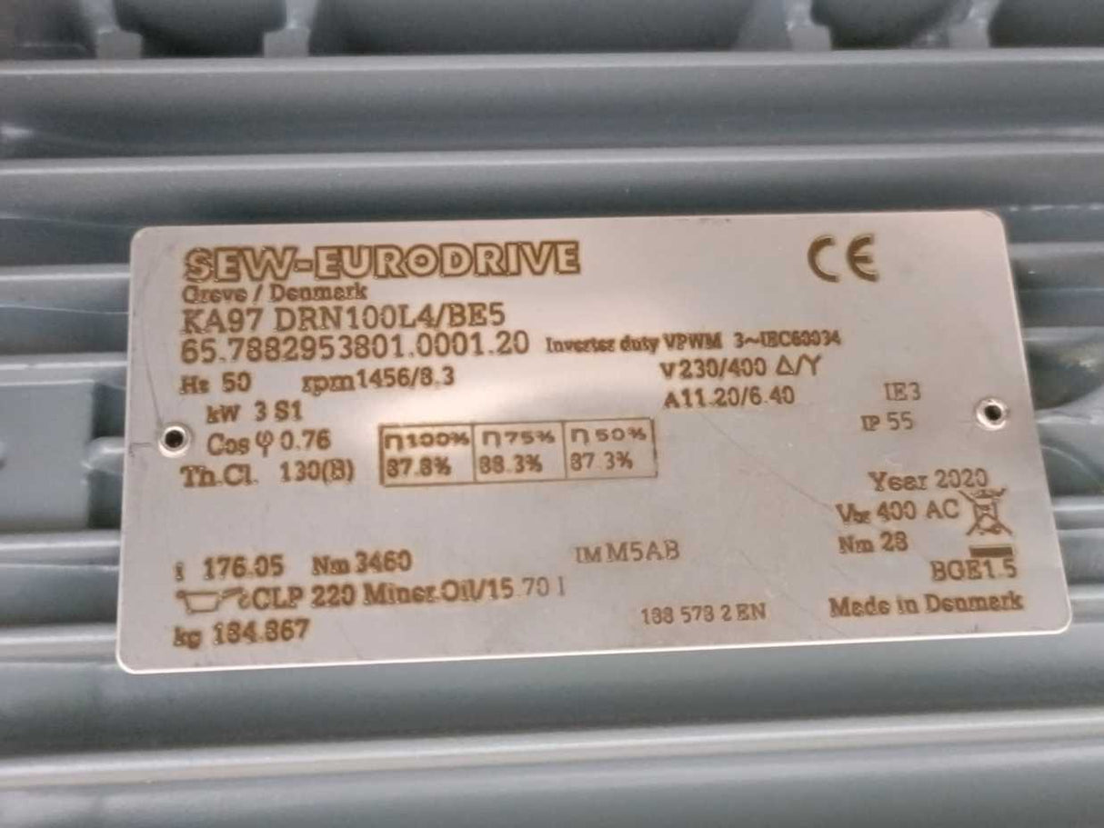 SEW-EURODRIVE  KA97DRN100L4/BE5 3kW Gearmotor. i=176,05
