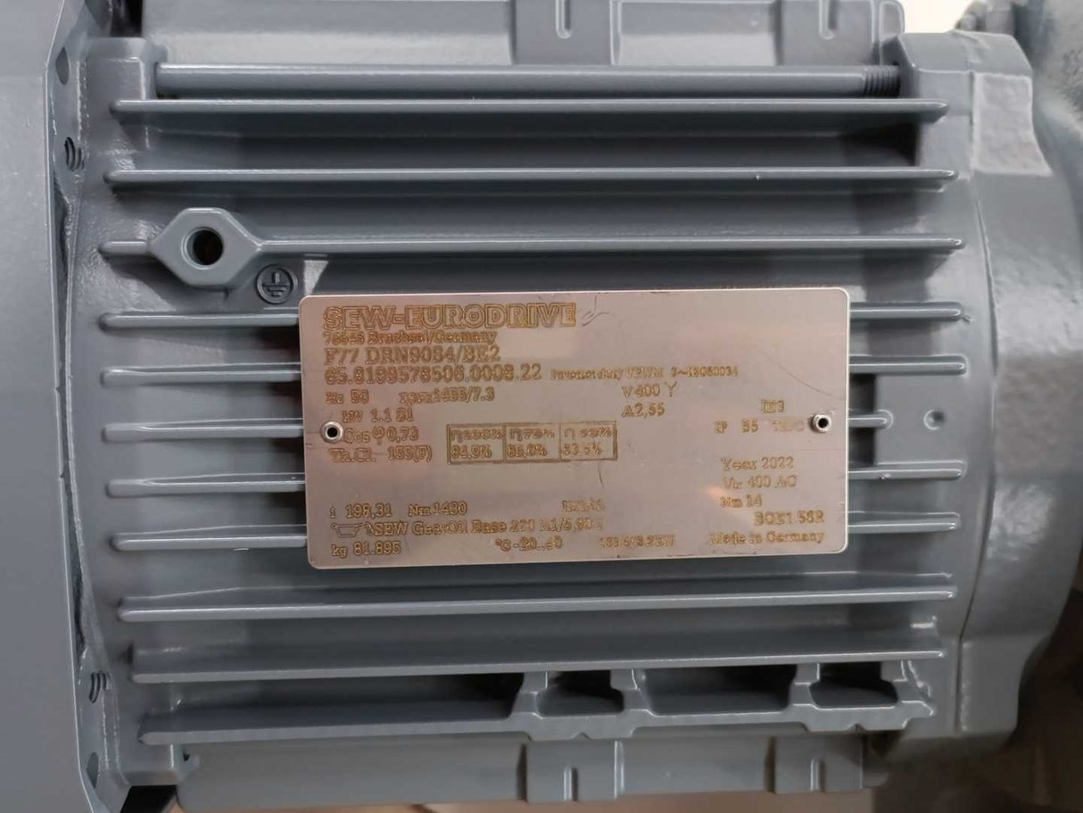SEW-EURODRIVE  F77DRN90S4/BE2 1,1kW Gearmotor. i=198,31