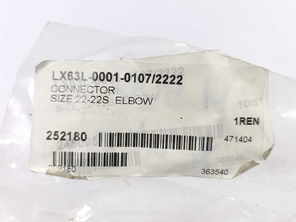 ITT Cannon LX63L-0001-0107/2222 Connector Size 22-22S Elbow 252180