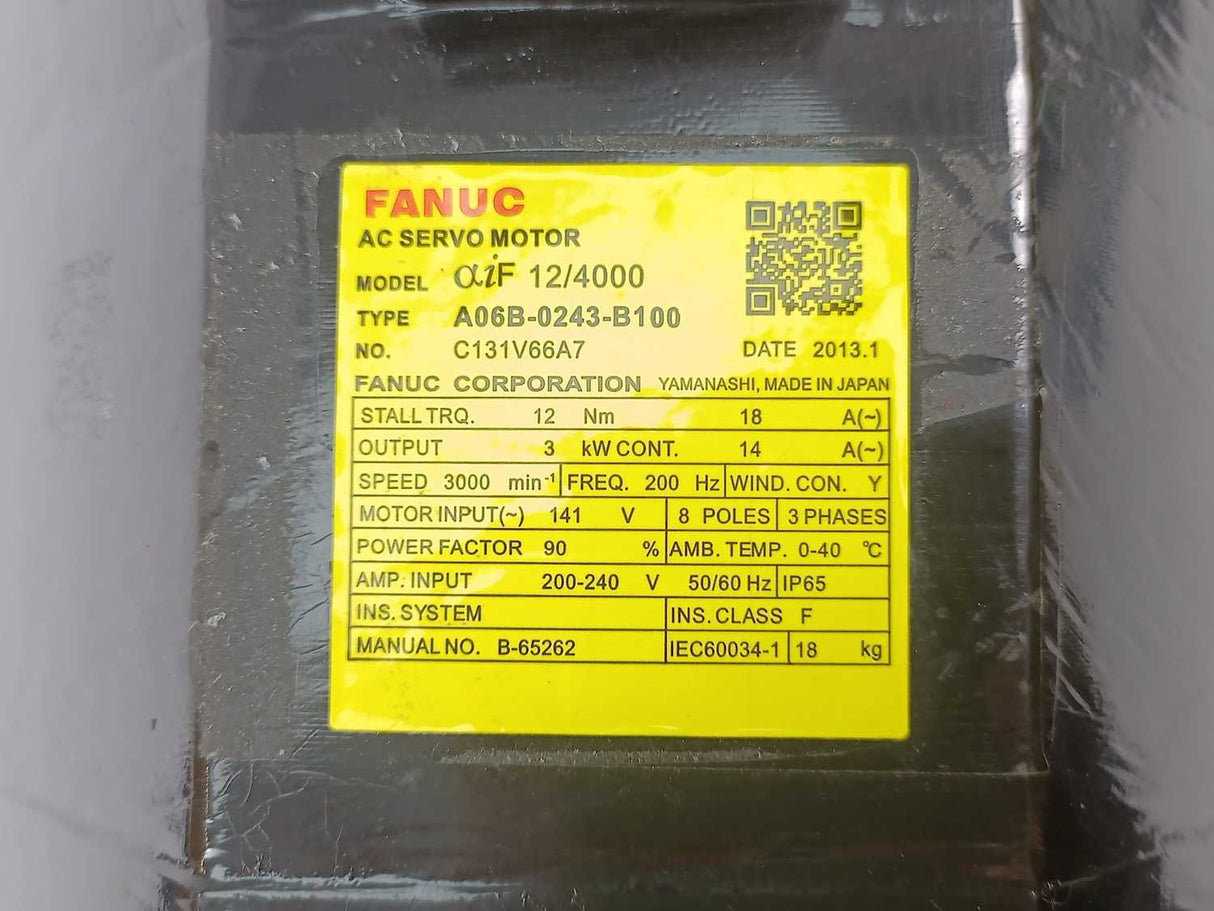 Fanuc A06B-0243-B100 AC Servo Motor & A860-200-T301 Encoder
