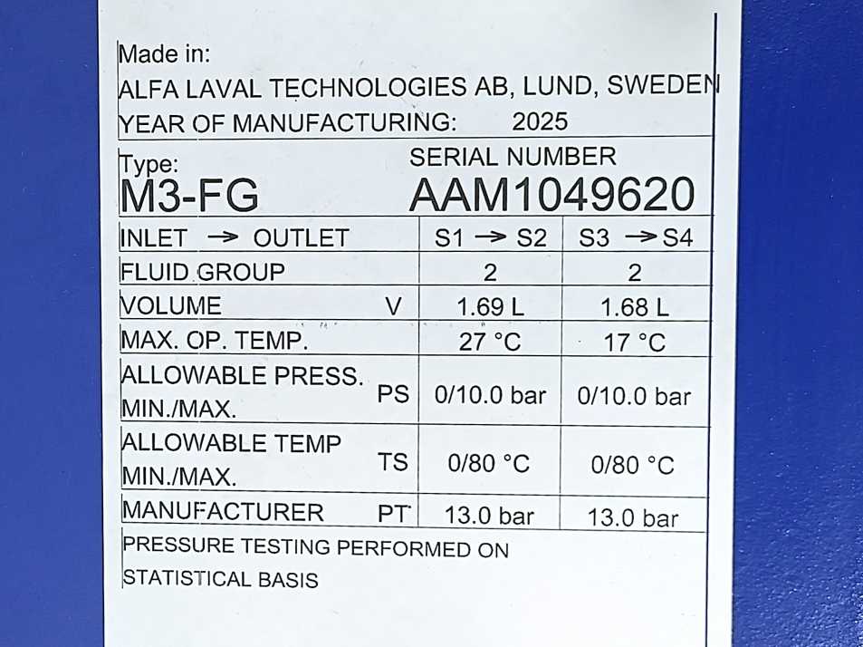 Alfa Laval M3-FG Gasketed Plate-and-Frame Heat Exchanger