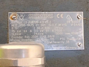 Siemens 1PH6135-4ZF49-Z Motor 15kW 44A