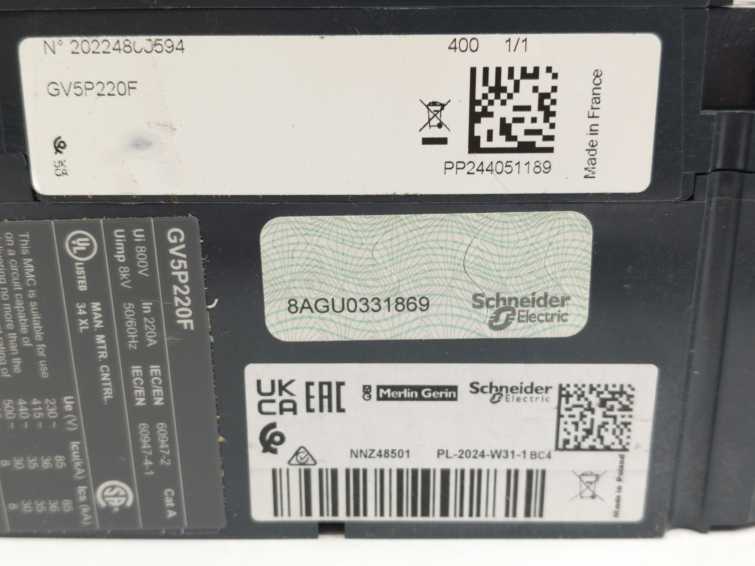 Schneider GV5P220F Motor Circuit Breaker
