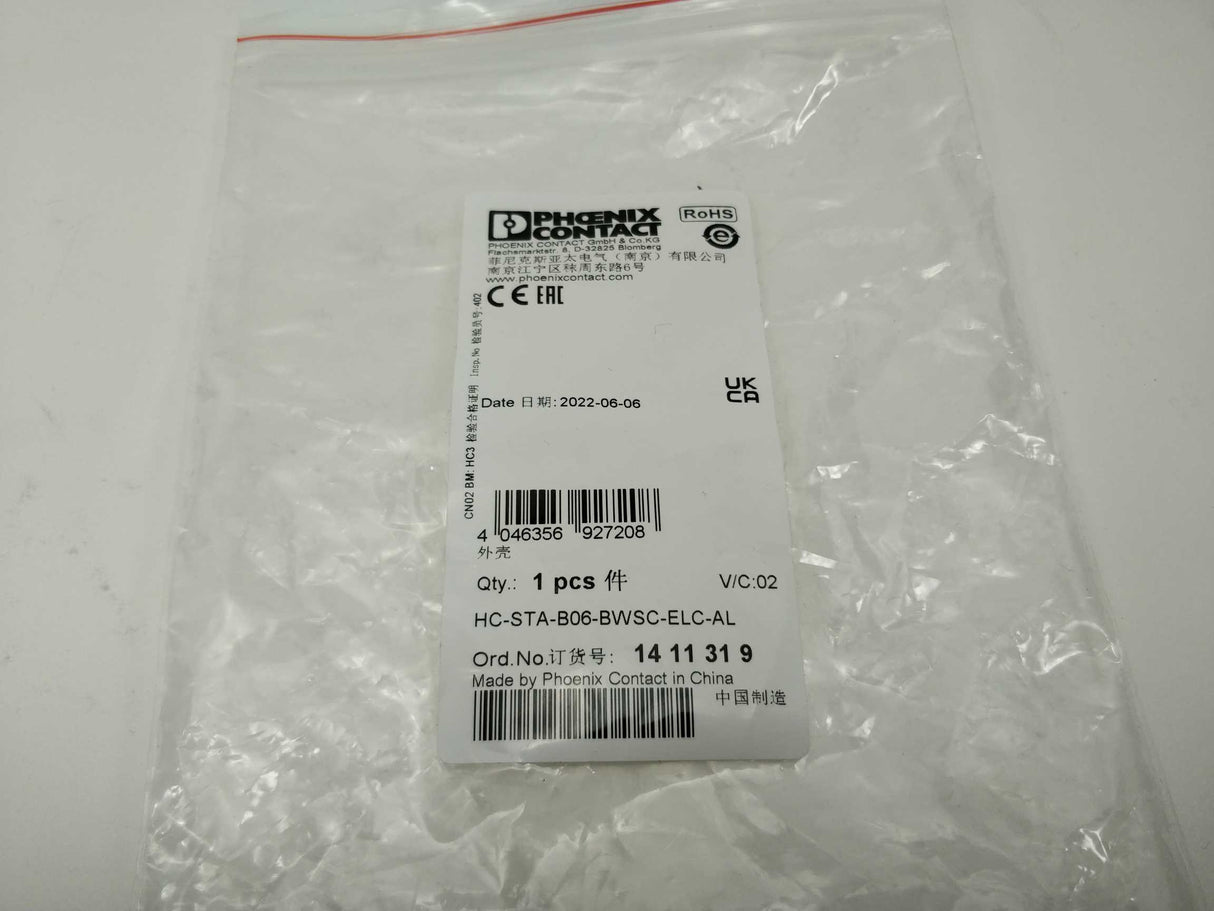 Phoenix Contact HC-STA-B06-BWSC-ELC-AL 1411319 Housing. 6Pcs