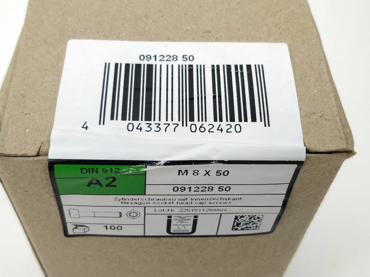 Schäfer + Peters 09122850 Hexagon socket head cap screws M8 x 50 A2 DIN 912. 10 Pcs