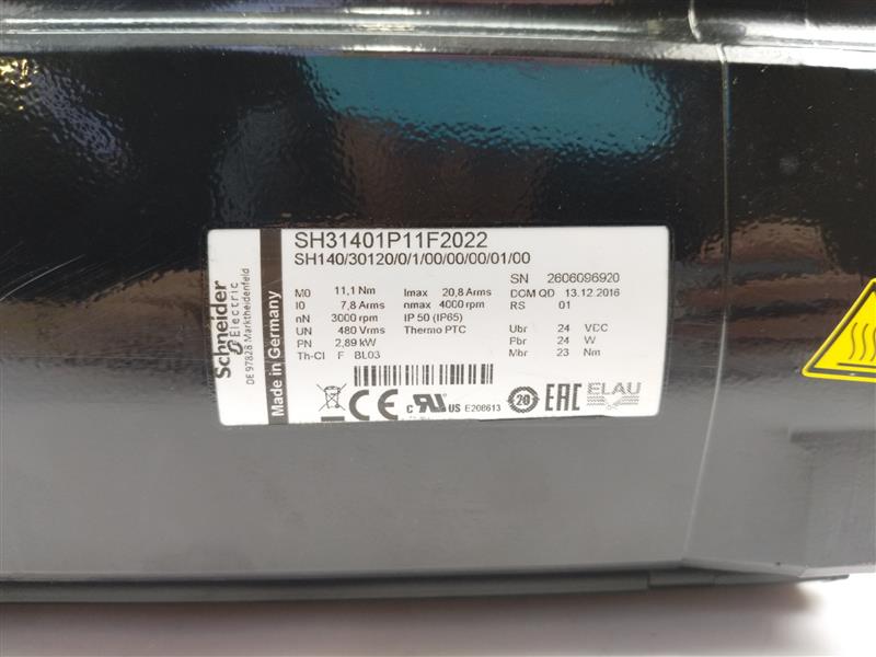Schneider Electric SH31401P11F2022 SH140/30120/0/1/00/00/00/01/00 Servo Motor