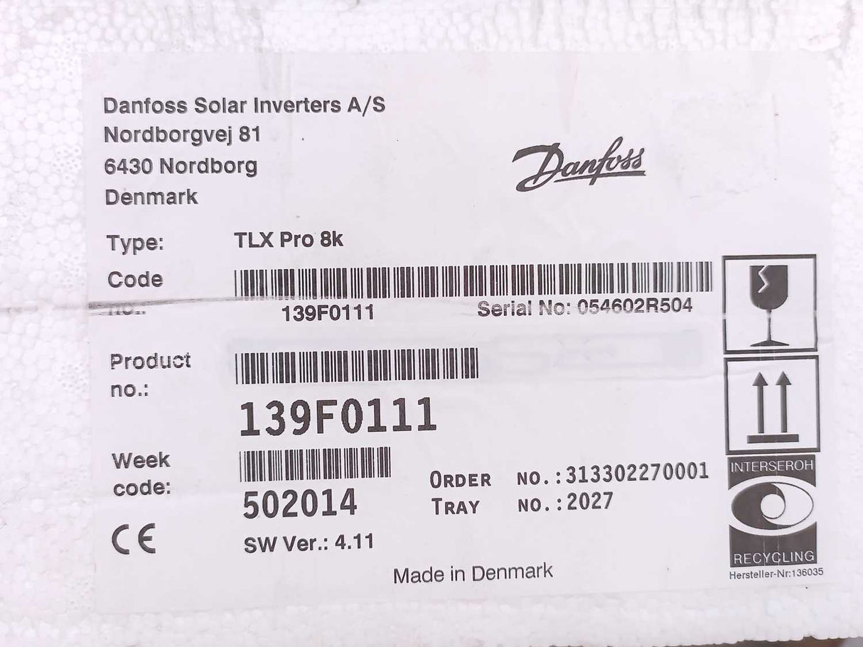 Danfoss 139F0111 Triple Lynx Pro+ 8K Solar Inverter