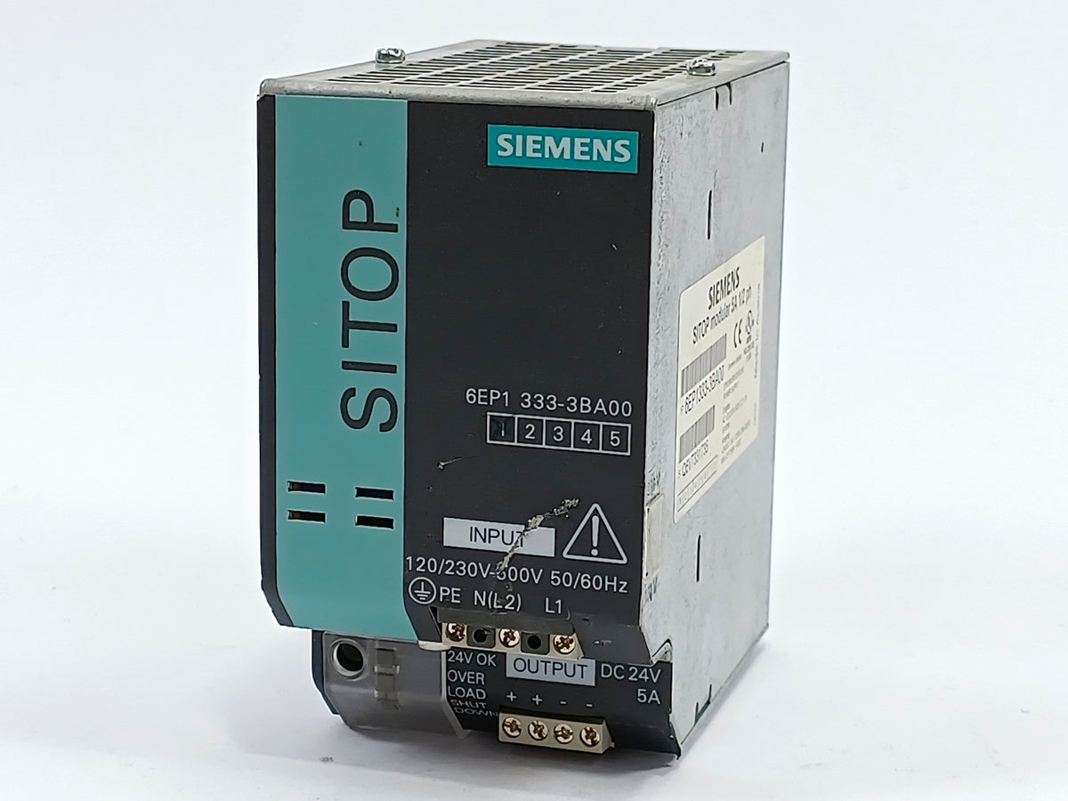 Siemens 6EP1333-3BA00 SITOP modular 5A 1/2 ph E01 out: 24V 5A