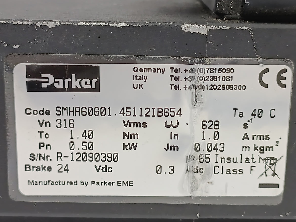 Parker SMHA60601.45112IB654 Low Inertia Servo Motor 0,50kW