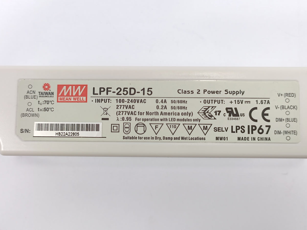 Mean Well LPF-25D-15 LED Power Supplies 25W 15V 1.67A