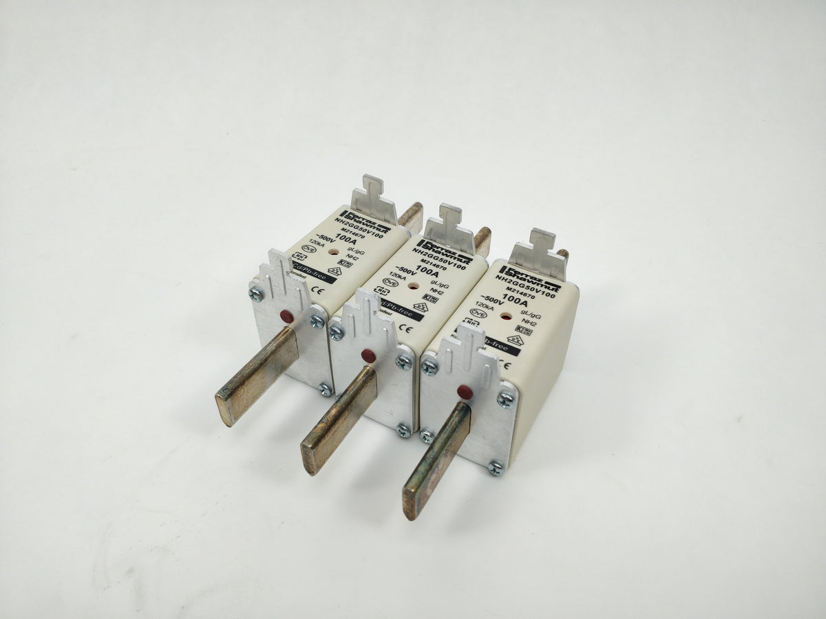 Mersen NH2GG50V100 Fuse Link, M214670C. 100A. 3 Pcs