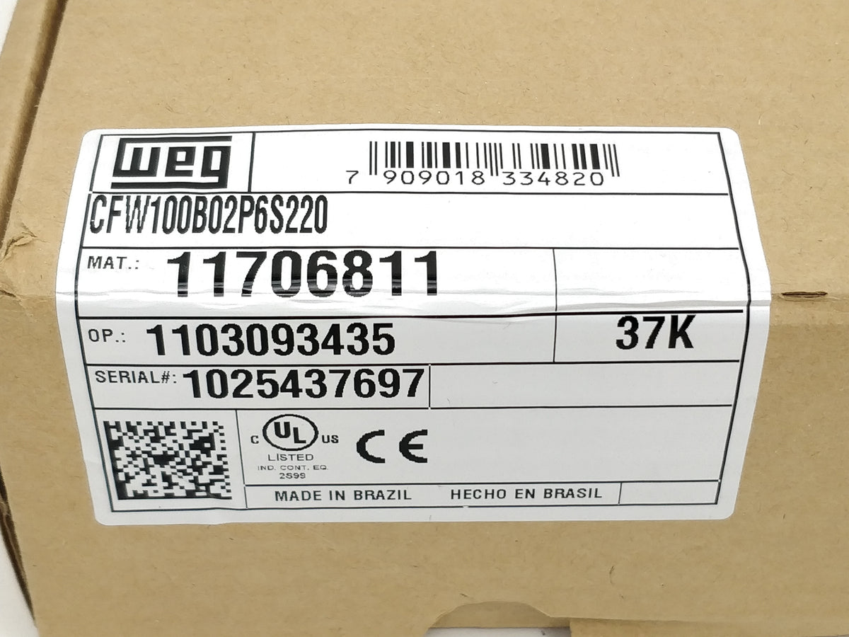 Weg 11706811 CFW100B02P6S220 Drive w/ 11722753