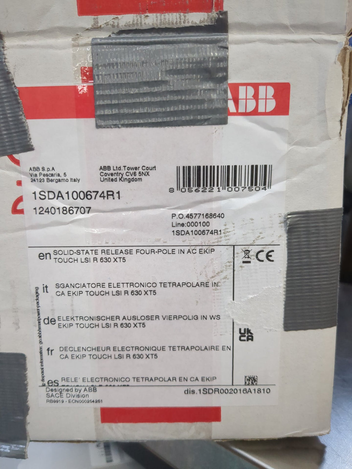 Abb 1SDA100674R1 EKIP Touch LSI R 630 XT5 Solid-State Release Four-Pole AC