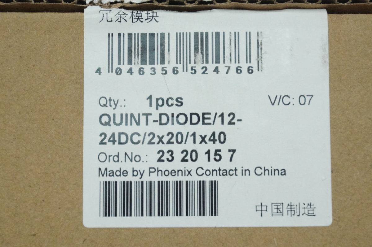 Phoenix Contact 2320157 QUINT-DIODE/12-24DC/2x20/1x40 DIN Rail Diode Module