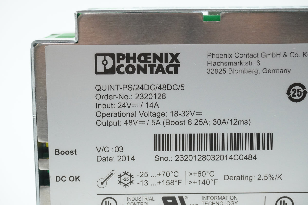 Phoenix Contact 2320128 QUINT-PS/24DC/48DC/5 DIN Rail Power Supply